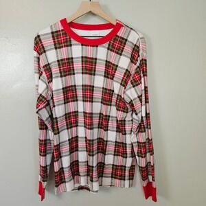 Hanna Anderson Holiday Plaid PJ Long Sleeve Top‎ Adult Sz L Red Christmas